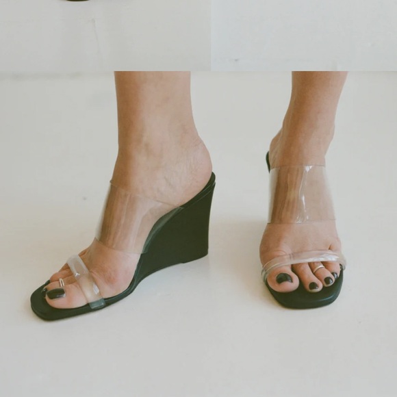 {Maryam Nassir Zadeh} Brand New Olympia Black Calf Wedges - Picture 1 of 16